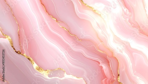 Abstract pastel pink marble texture with gold splashes, rose gold luxury background