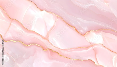 Abstract pastel pink marble texture with gold splashes, rose gold luxury background