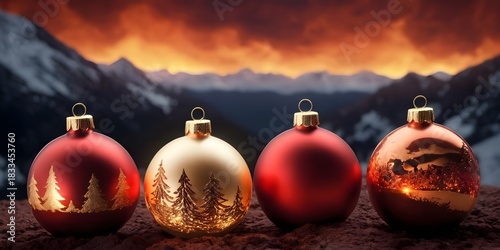 Red, gold and copper Christmas background, ideal for posters and holiday cards