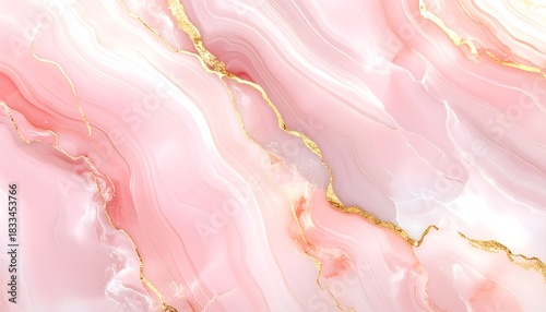 Abstract pastel pink marble texture with gold splashes, rose gold luxury background