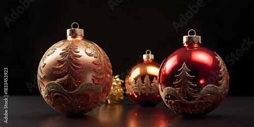 Red, gold and copper Christmas background, ideal for posters and holiday cards