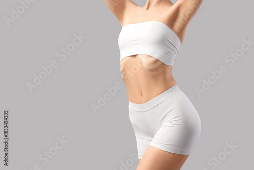 Young woman in underwear on...