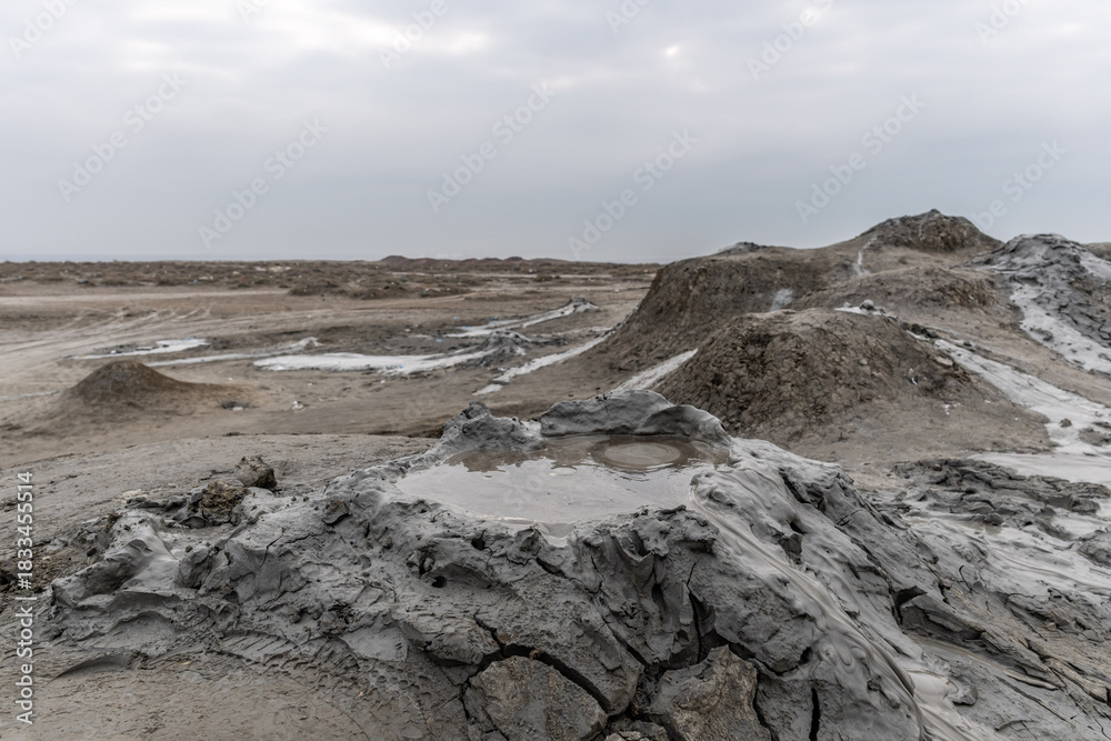 Fototapeta premium Mud volcanoes in Gobustan Park, Baku, Azerbaijan