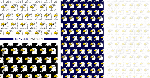 Eagle patterns, seamless patterns, seamless backgrounds, hawk vector illustrations, and easily changeable colors.