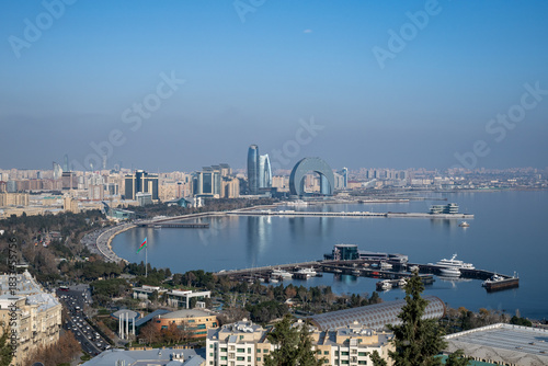 Seagulls in Baku on the Caspian Sea coast. Azerbaijan.