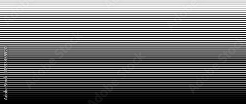 Line halftone gradation texture. Fading horizontal stripe gradient background. Repeating pattern backdrop. Black parallel thin to thick lines backdrop for overlay, print, cover, graphic design. Eps10