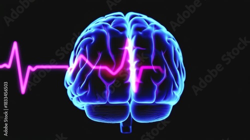 Medical Animation of Brain Activity with Pulsating ECG Waveform and Neural Rotation