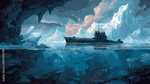 Submarine Vector Illustration