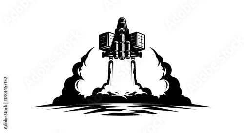 Rocket Launching with Smoke and Flames.