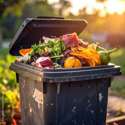 Overflowing Compost Bin - Food Waste and Environmental Responsibility.