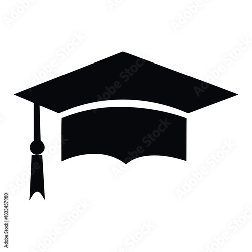 Minimalist black graduation cap icon 