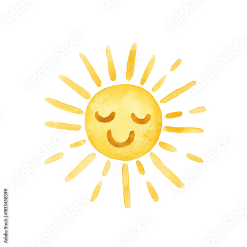 cute watercolor hand drawn sun 