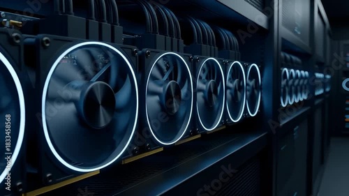 Mining rig cryptocurrency farm gpu server hardware technology blockchain network data center computing