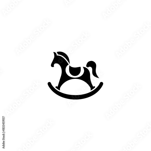 Illustration of a rocking horse toy on transparent background silhouette