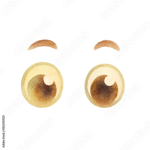 cute watercolor kawaii eyes illustration