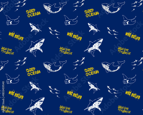 Vector image of deep sea predator fish pattern.