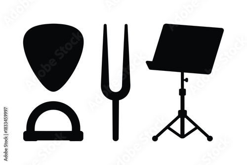 Musical accessories silhouette collection