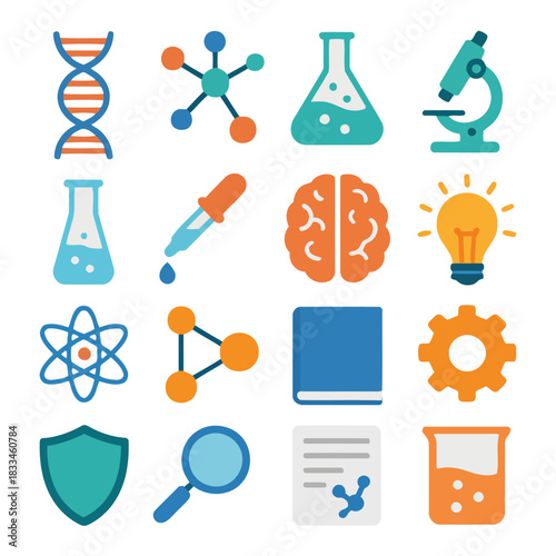 Scientific Discoveries: A vibrant collection of science icons, symbolizing exploration and groundbreaking research. This image encapsulates the spirit of learning and progress.