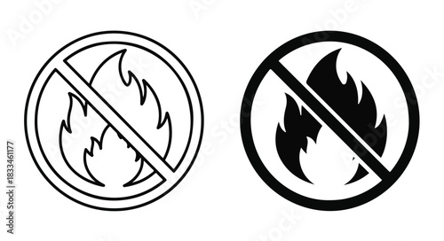 No Fire Prohibition Sign - Open Flame Not Allowed Symbol