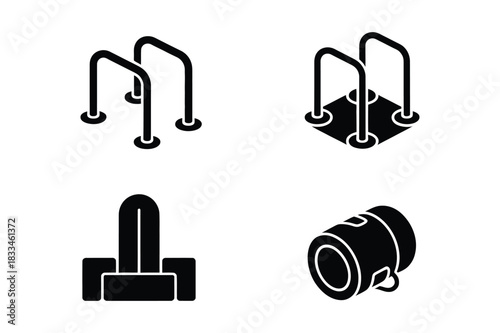 Outdoor fitness equipment icons for park workouts
