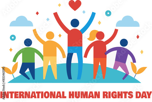 Diverse group celebrates international human rights day with unity and shared values of equality