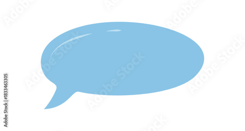 Simple blue round organic speech bubble icon with hand drawn chat and talk message style. Dialogue concept for comment and communication in a clean, modern format, perfect for conversation icon or