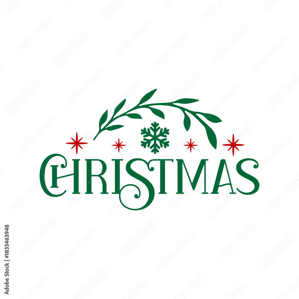 Fototapeta premium Christmas typography clip art design on plain white transparent isolated background for card, shirt, hoodie, sweatshirt, apparel, card, tag, mug, icon, poster or badge