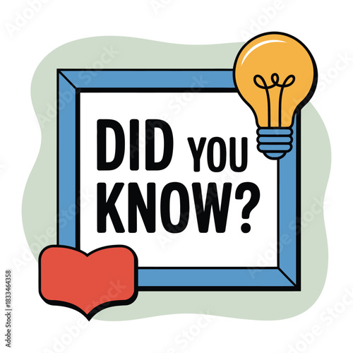 A blue framed sign with 'DID YOU KNOW?' text and a lightbulb above it.