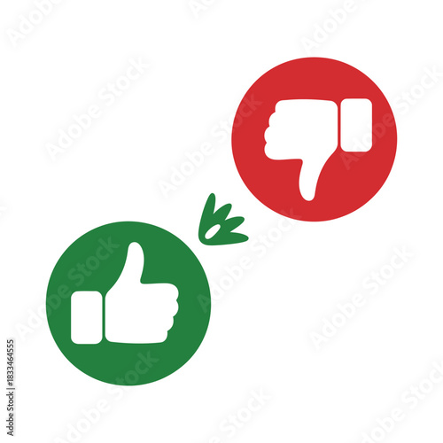 Thumbs up and thumbs down icons representing choice and opinion.