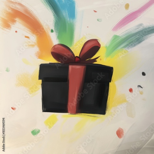 A simple present is rendered with fluid, uneven sketch lines. Modern artistry and subtle detail.