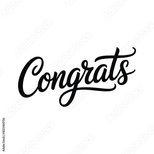 The word 'Congrats' written in elegant black calligraphy on a white background.