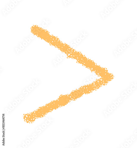 Hand drawn right bracket symbol with chalk sketch and yellow font. Greater punctuation character adds a creative element and icon for text or modern font art, stylish detail for communication or
