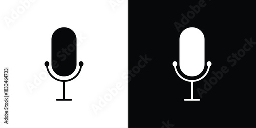 Microphone icon set. flat icon collection. flat line silhouette set.