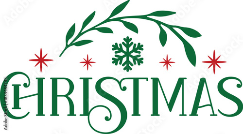 Christmas typography clip art design on plain white transparent isolated background for card, shirt, hoodie, sweatshirt, apparel, card, tag, mug, icon, poster or badge