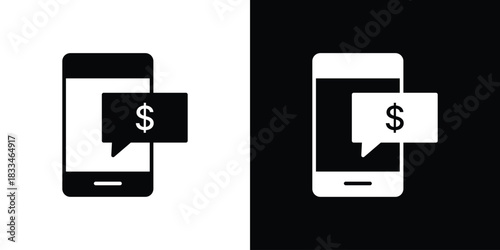 Mobile banking icon set. flat icon collection. flat line silhouette set.