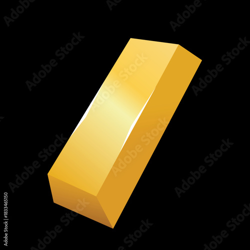 Gold bar vector illustration, gold bar icon, gold clip art, isolated on black background 