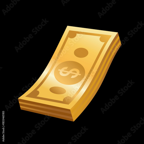 Money vector art, money clip art, money icon, isolated on black background 
