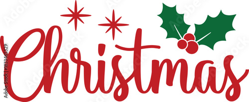 Christmas typography clip art design on plain white transparent isolated background for card, shirt, hoodie, sweatshirt, apparel, card, tag, mug, icon, poster or badge