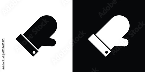 Oven mitt icon set. flat icon collection. flat line silhouette set.