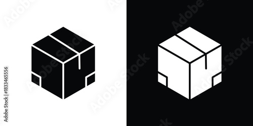 Package icon set. flat icon collection. flat line silhouette set.