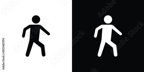Pedestrian icon set. flat icon collection. flat line silhouette set.