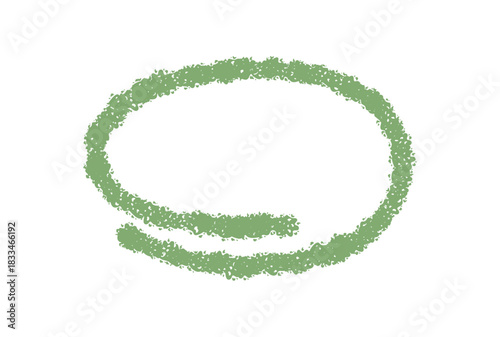 Round green chalk contour speech box forms a bold accent textbox style. Crayon highlight and clean icon shape in graphic texture, with subtle background for text or note element.