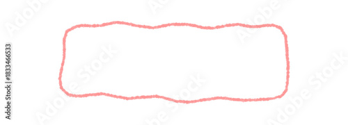 Pastel crayon rectangle frame with organic squiggle outline. Template border with soft contour background forms an artistic text box. Unique outline frame and box for typography or card design.