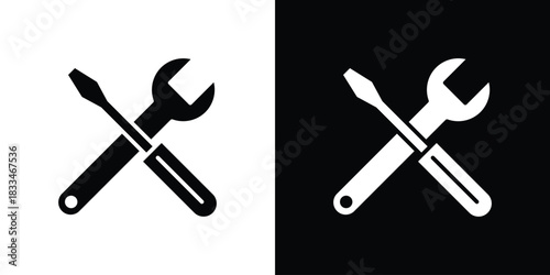 Repair tools icon set. flat icon collection. flat line silhouette set.