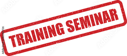 A textured rubber stamp imprint confirming a training seminar, featuring a rectangular shape for event announcements and educational session planning
