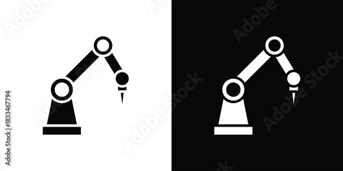 Robot arm icon set. flat icon collection. flat line silhouette set.