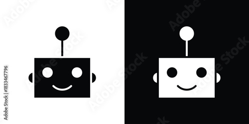 Robot icon set. flat icon collection. flat line silhouette set.