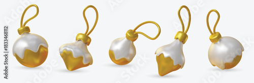 Stylish gold and white Christmas ornaments with modern star-shaped accents, perfect for festive decorations, branding, packaging, and holiday-themed designs.