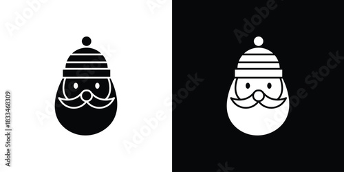 Santa Claus icon set. flat icon collection. flat line silhouette set.