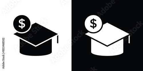 Scholarship icon set. flat icon collection. flat line silhouette set.